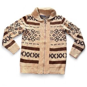 PAUL JONES Men's Casual Curling Aztec Sweater Cardigans Knitted Sweater Small